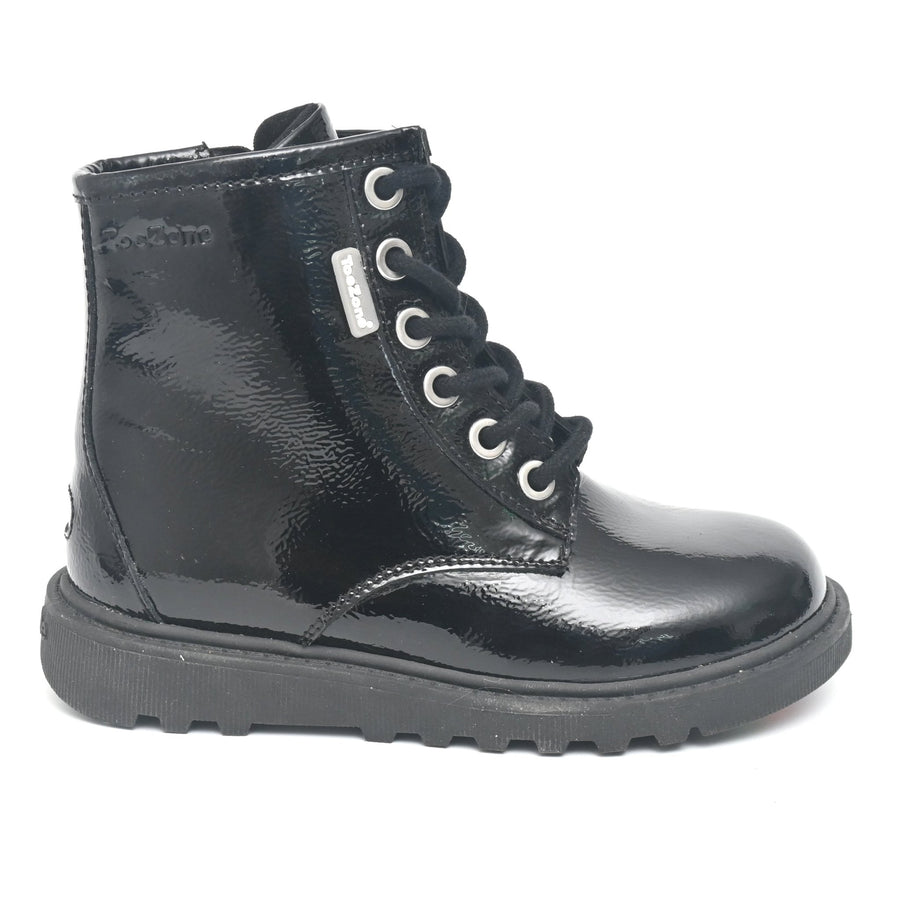 ALICE Girls - Patent Leather Lace and Zip Boot Girls School Shoe All Girls ToeZone Footwear