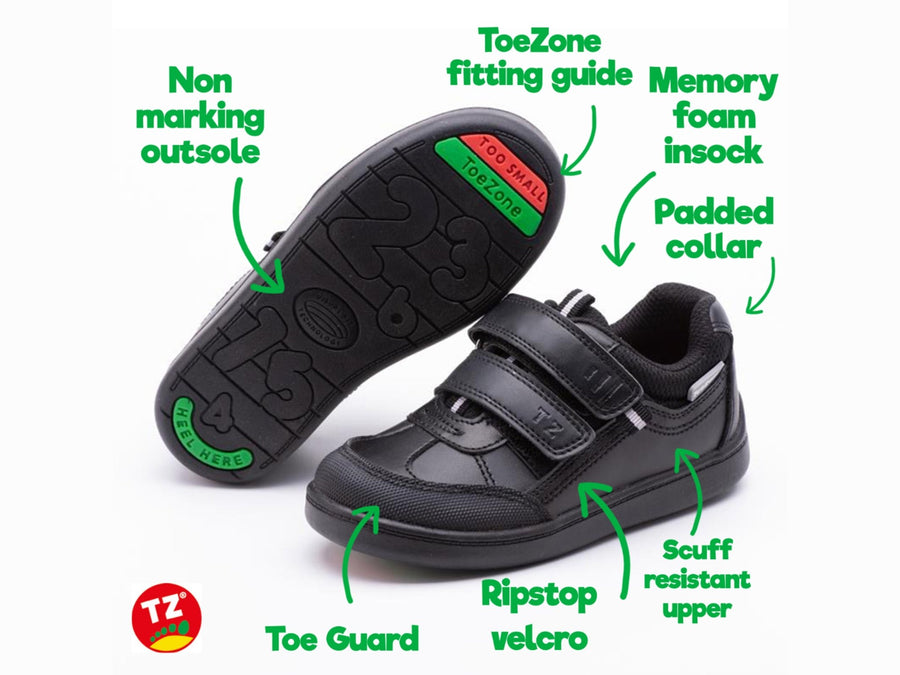 LEO Double Rip tape fastening super cool shoes Boys School Shoes All Boys ToeZone Footwear