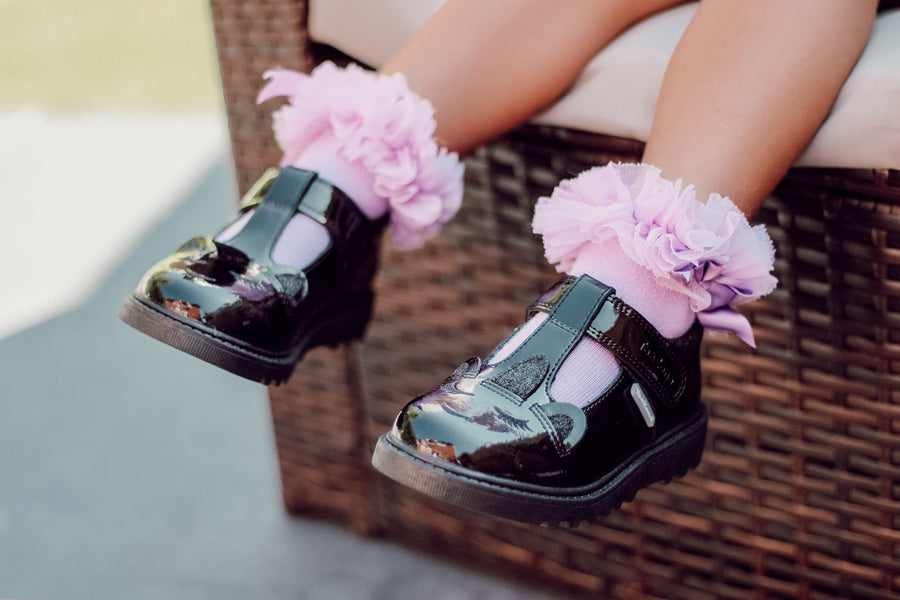 MILLIE - Unicorn Patent T bar with Unicorn printed insocks making school days super magical Girls School Shoe All Girls ToeZone Footwear