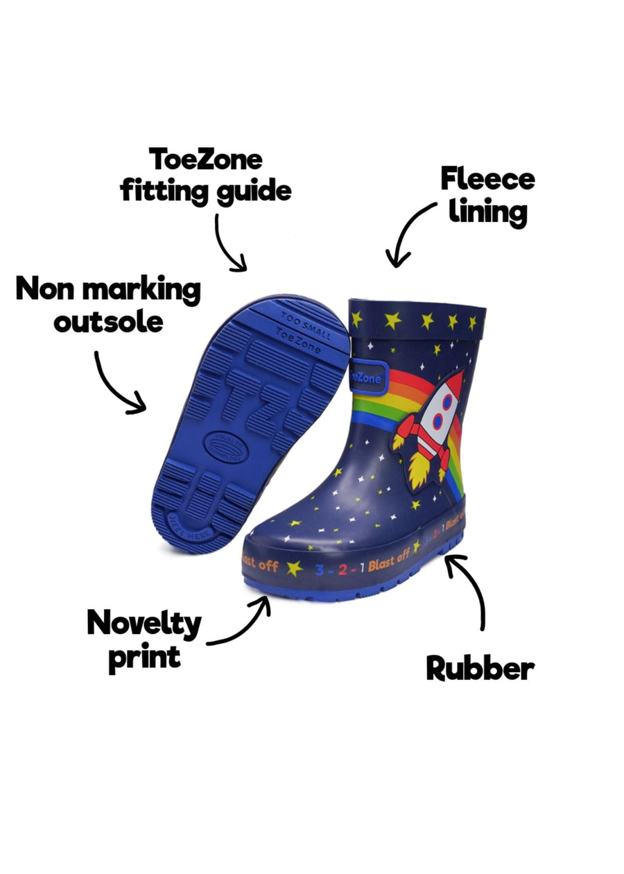 QUINN Space Rocket Wellie Wellies All Boys ToeZone Footwear