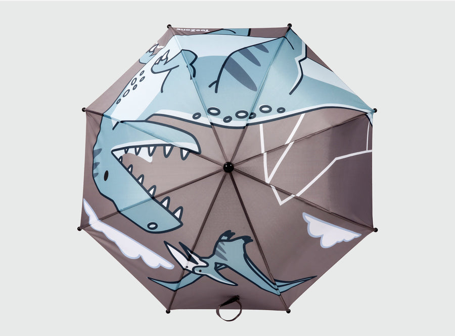 Pre-Order| ToeZone Raptor Boys Grey Dinosaur Waterproof Umbrella – Kids Rain Umbrella
