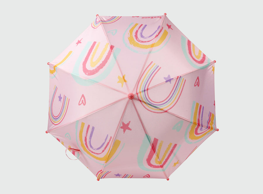 Pre-Order| ToeZone Hope Girls Pink Rainbow Waterproof Umbrella – Kids Rain Umbrella