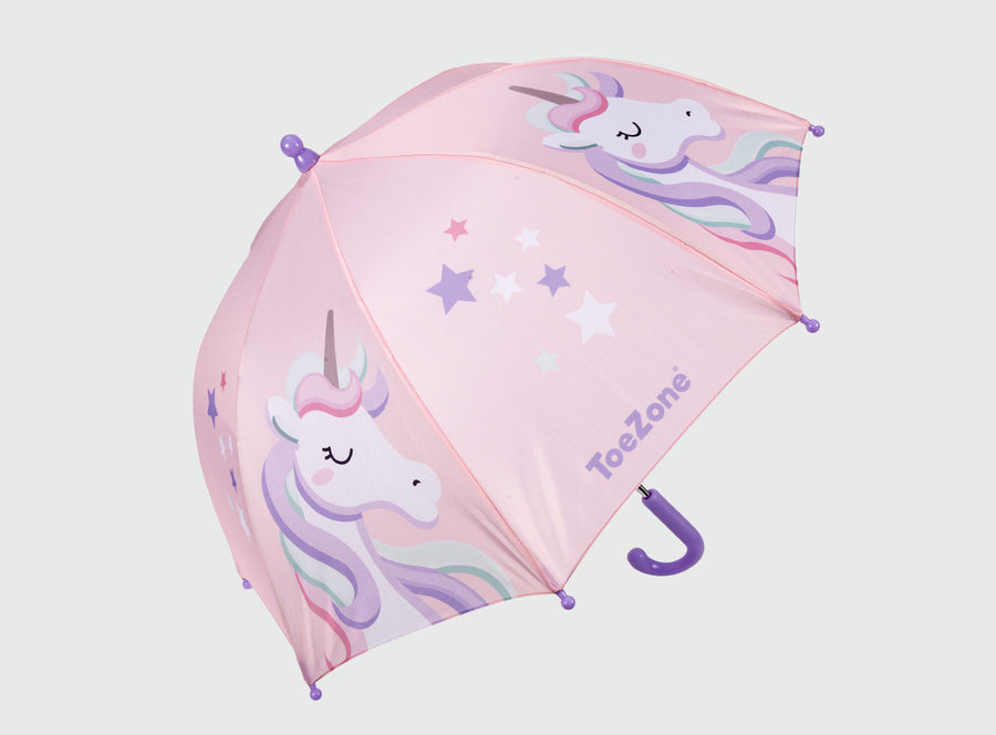 Pre-Order| ToeZone Twinkle Girls Pink Unicorn Waterproof Umbrella – Kids Rain Umbrella