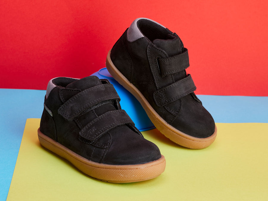 GRAYSON -  Boys' Black Nubuck Rip Tape Boots (Available in Half Sizes)
