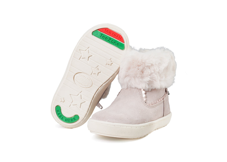 VIENNA Pink Fur Boots Winter Boots For Girls ToeZone Footwear
