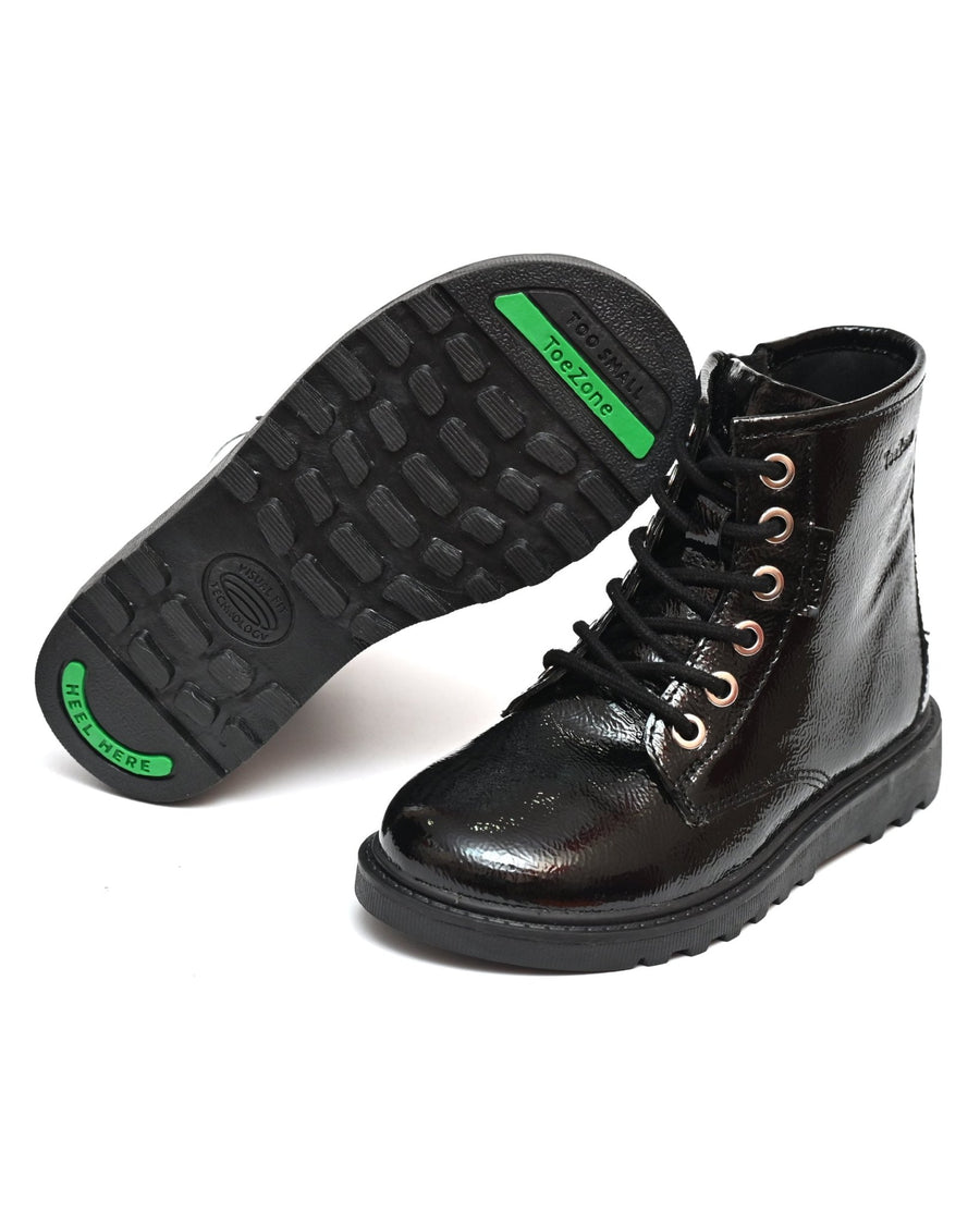Matalan Girls Black Boots Size Girls Black Patent Lace Up Boots
