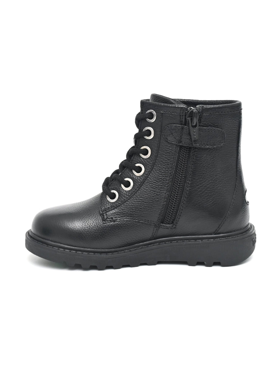 ANGEL Girls' Black Leather Ankle Boots - Main Image