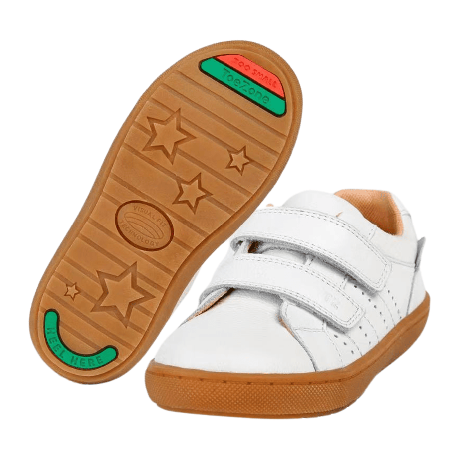 ARIEL - Spring Ortholite White Rip Tape Star Trainers ToeZone Footwear