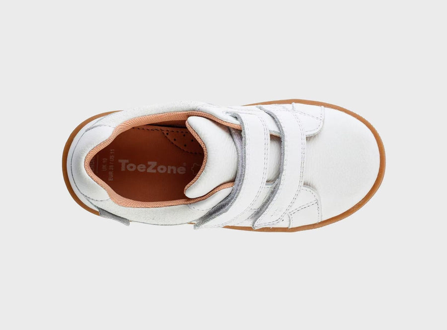 ARIEL - Spring Ortholite White Rip Tape Star Trainers ToeZone Footwear