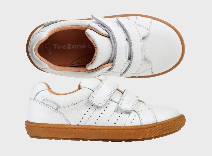 ARIEL - Spring Ortholite White Rip Tape Star Trainers ToeZone Footwear