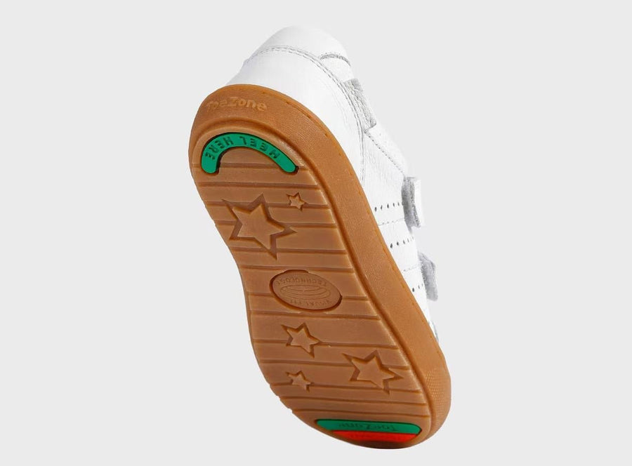 ARIEL - Spring Ortholite White Rip Tape Star Trainers ToeZone Footwear
