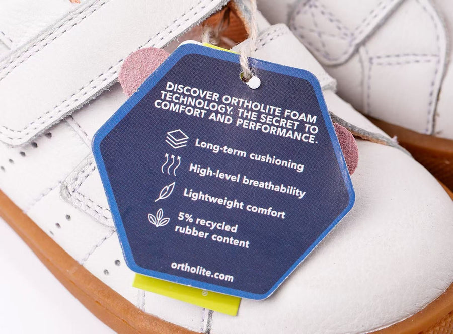 ARIEL - Spring Ortholite White Rip Tape Star Trainers ToeZone Footwear