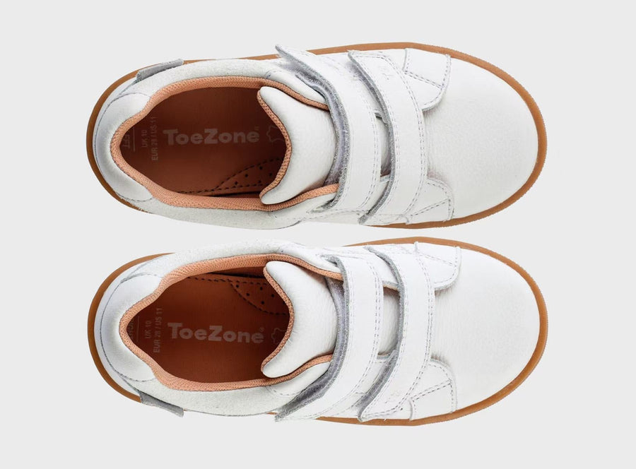 ARIEL - Spring Ortholite White Rip Tape Star Trainers ToeZone Footwear