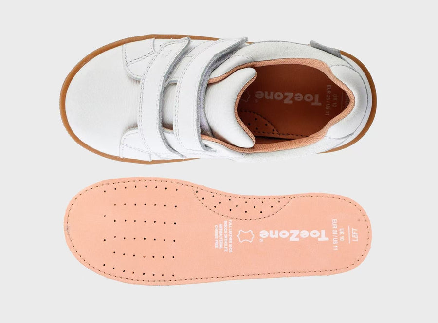 ARIEL - Spring Ortholite White Rip Tape Star Trainers ToeZone Footwear