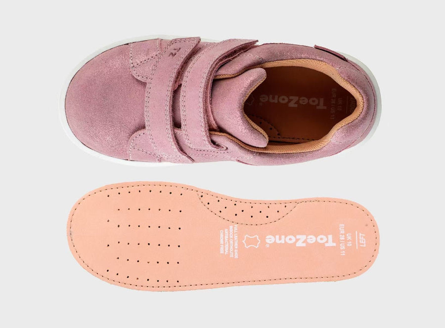 Brooke - Girls Ortholite Spring Pastel Pink Rip Tape Star Trainers ToeZone Footwear