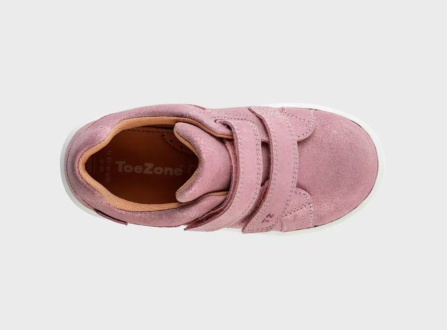 Brooke - Girls Ortholite Spring Pastel Pink Rip Tape Star Trainers ToeZone Footwear