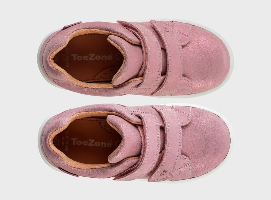 Brooke - Girls Ortholite Spring Pastel Pink Rip Tape Star Trainers ToeZone Footwear