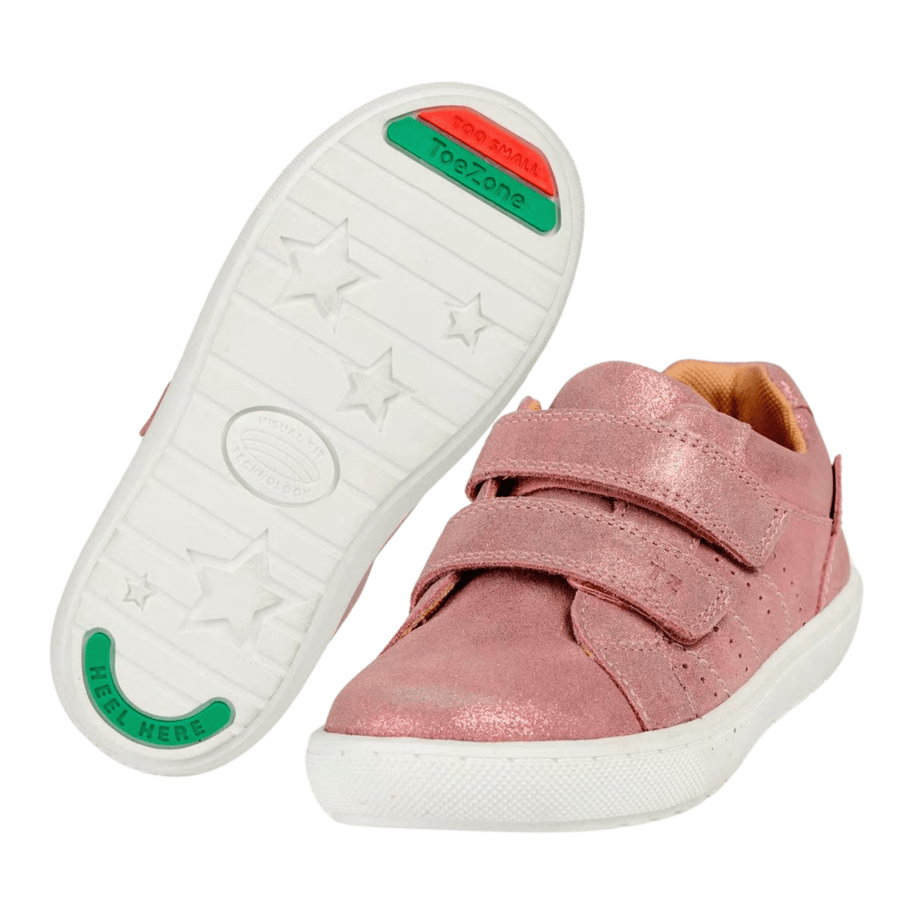 Brooke - Girls Ortholite Spring Pastel Pink Rip Tape Star Trainers ToeZone Footwear