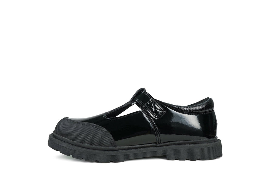 CLOVER - Patent T - Bar Flower School Shoes Girls School Shoe All Girls ToeZone Footwear