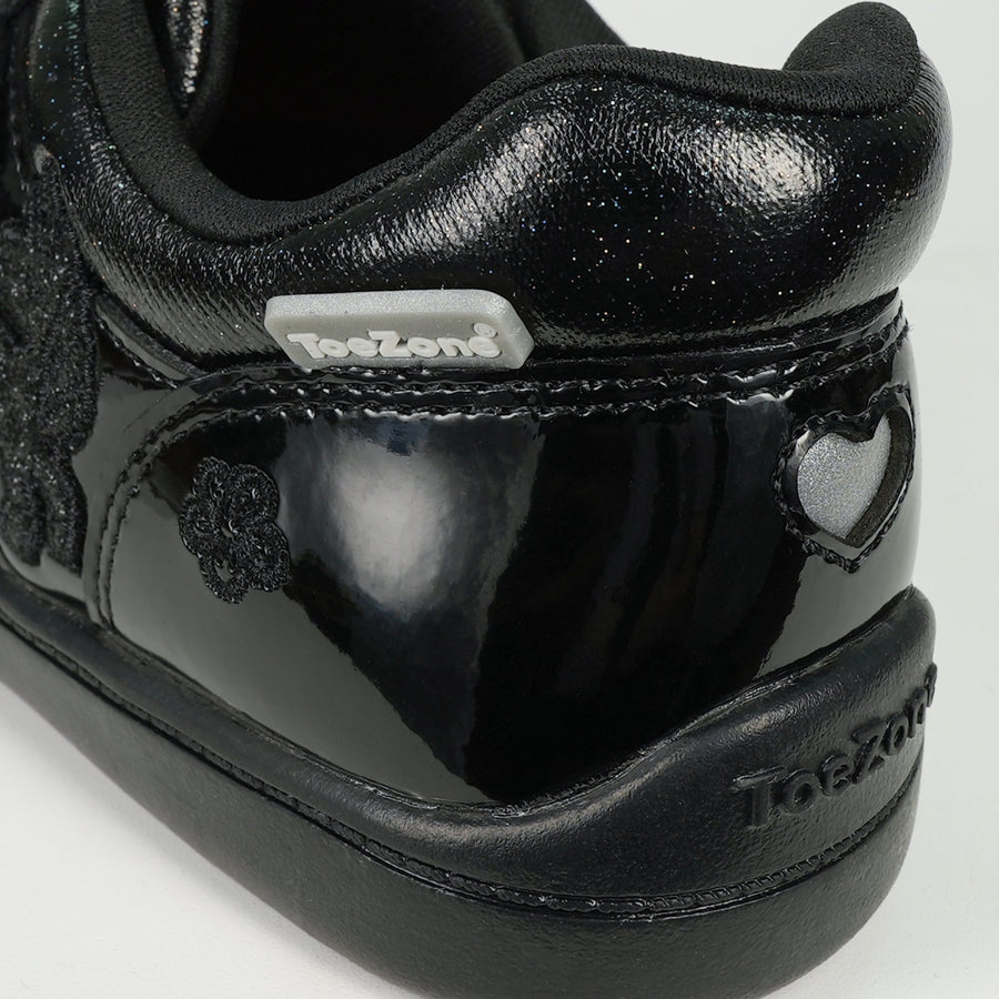 LIA - Patent Double Rip Tape Unicorn School Shoes Girls School Shoe All Girls ToeZone Footwear