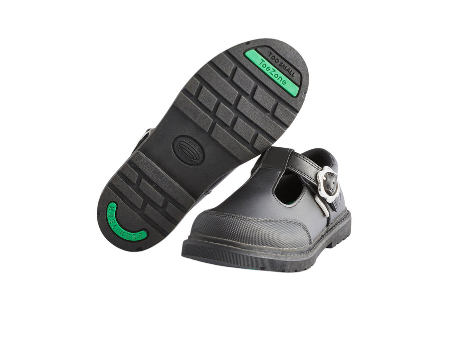 MAY Girls Vegan T-Bar Buckle Flower School Shoes