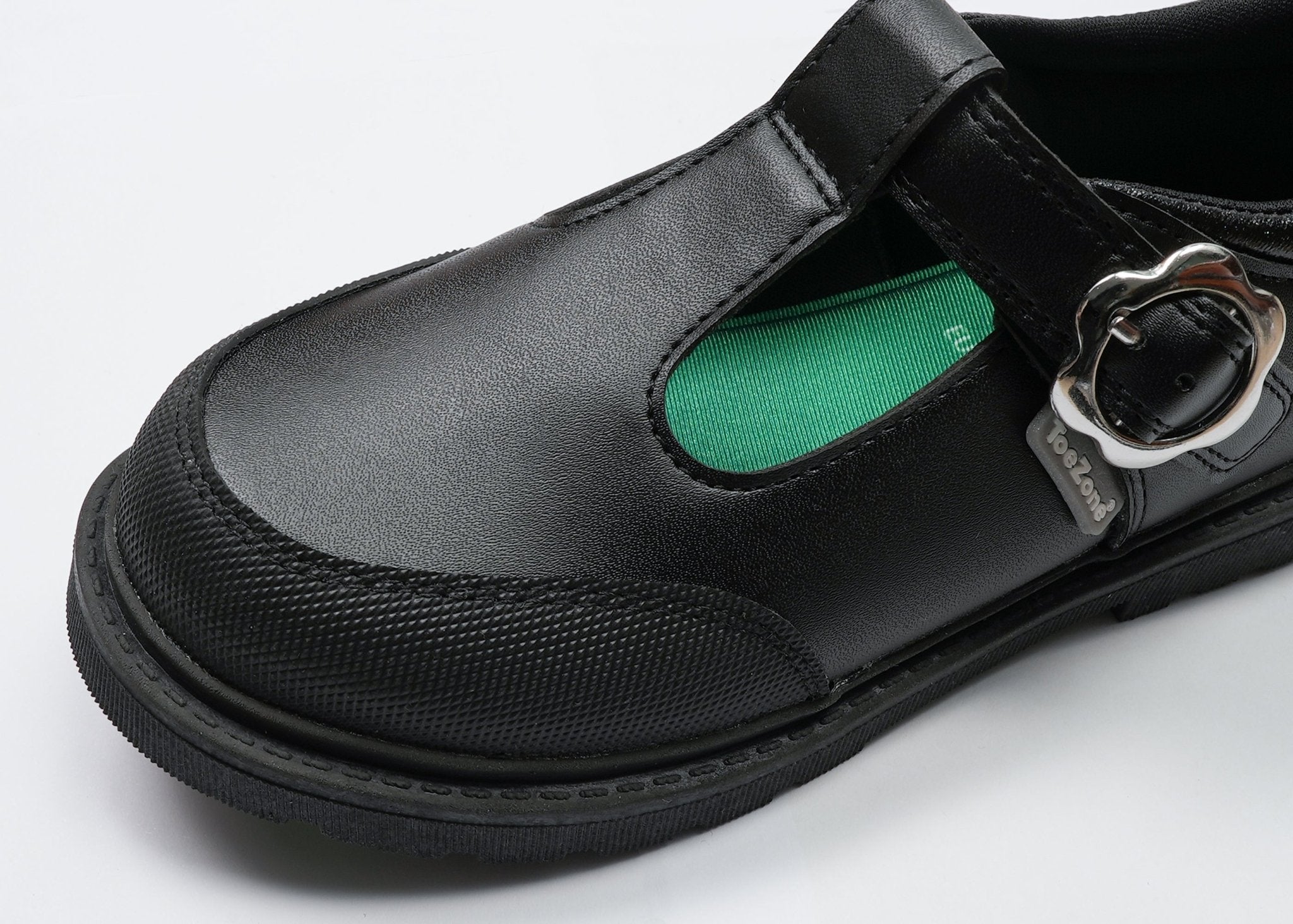 MAY Girls Vegan T-Bar Buckle Flower School Shoes