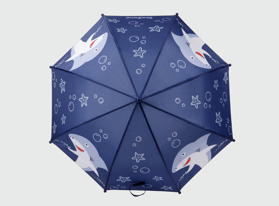 Pre - Order| ToeZone Finn Boys Navy Shark Waterproof Umbrella – Kids Rain Umbrella Umbrella All Boys ToeZone Footwear