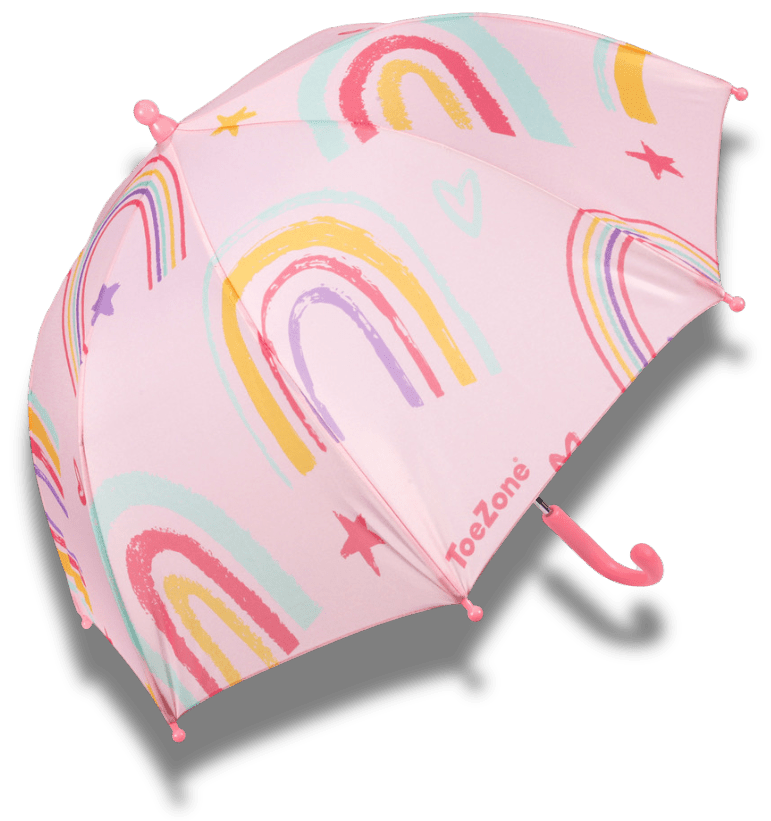 Pre - Order| ToeZone Hope Girls Pink Rainbow Waterproof Umbrella – Kids Rain Umbrella Umbrella All Girls ToeZone Footwear