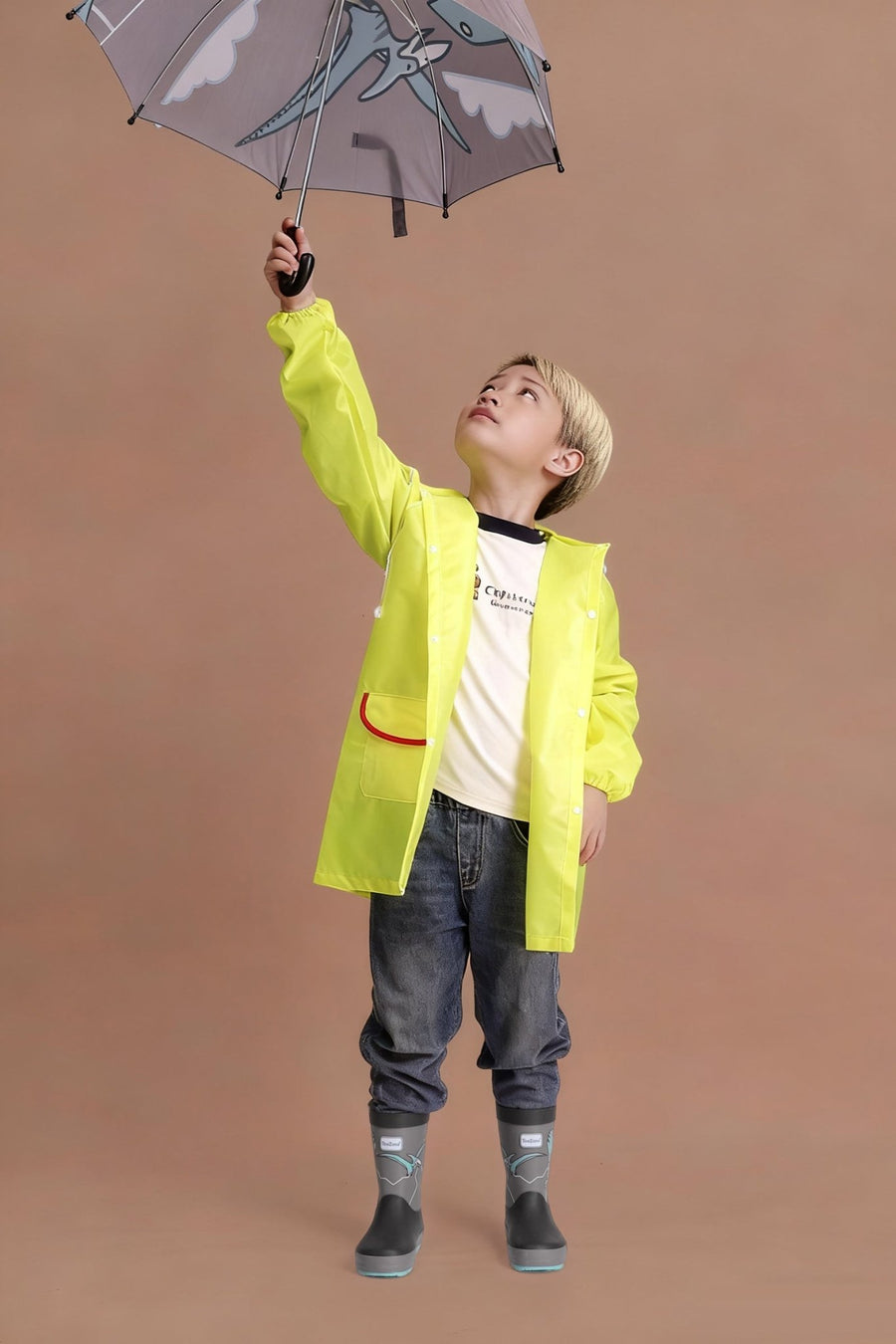 Pre - Order| ToeZone Raptor Boys Grey Dinosaur Waterproof Umbrella – Kids Rain Umbrella Umbrella All Boys ToeZone Footwear