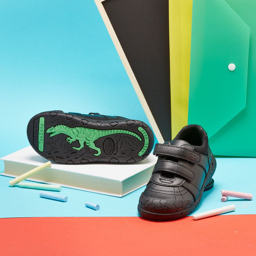 REBEL - Boys Dinosaur School Shoes Boys School Shoes All Boys ToeZone Footwear
