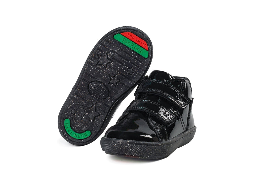 RILEY - Girls' Black Crinkle Rip Tape Boots (Available in Half Sizes) All Girls ToeZone Footwear