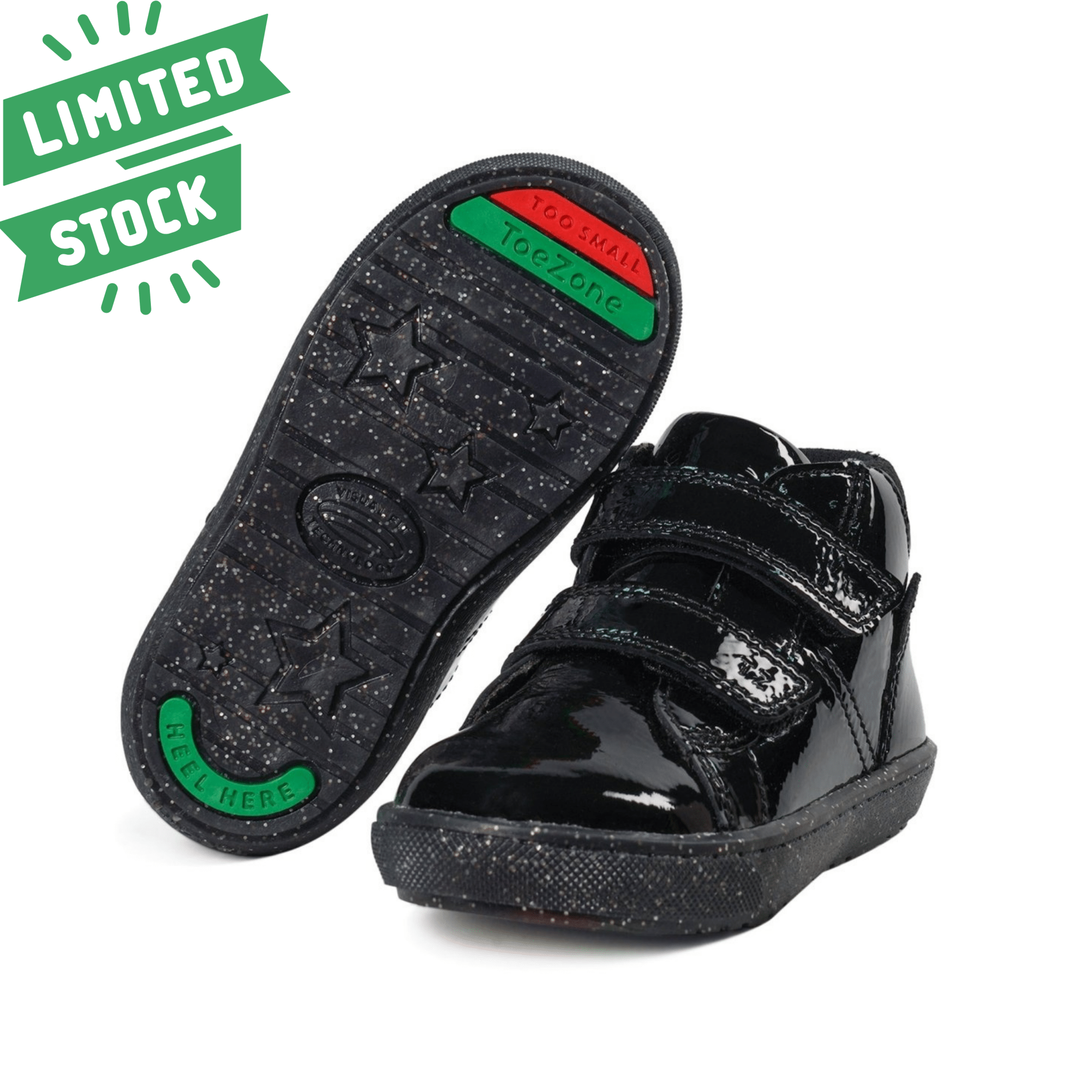 RILEY Boots for Girls Black Crinkle Rip Tape Boots ToeZone