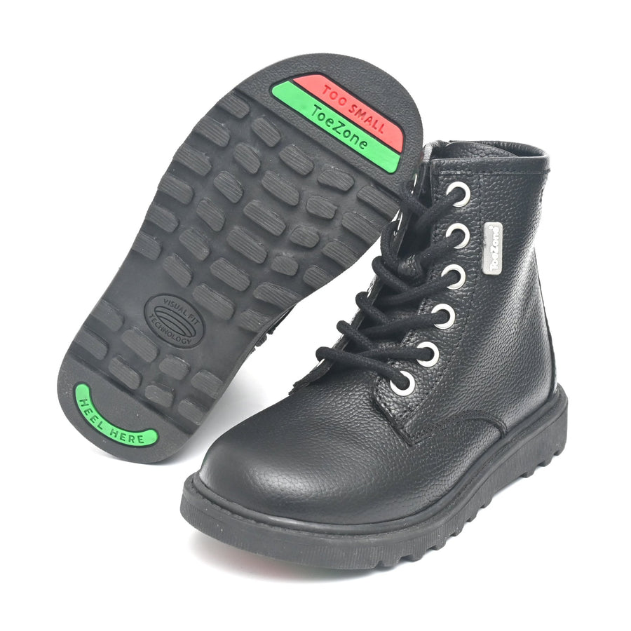 AUGUST Boys - All leather side zip and lace boot ToeZone Footwear
