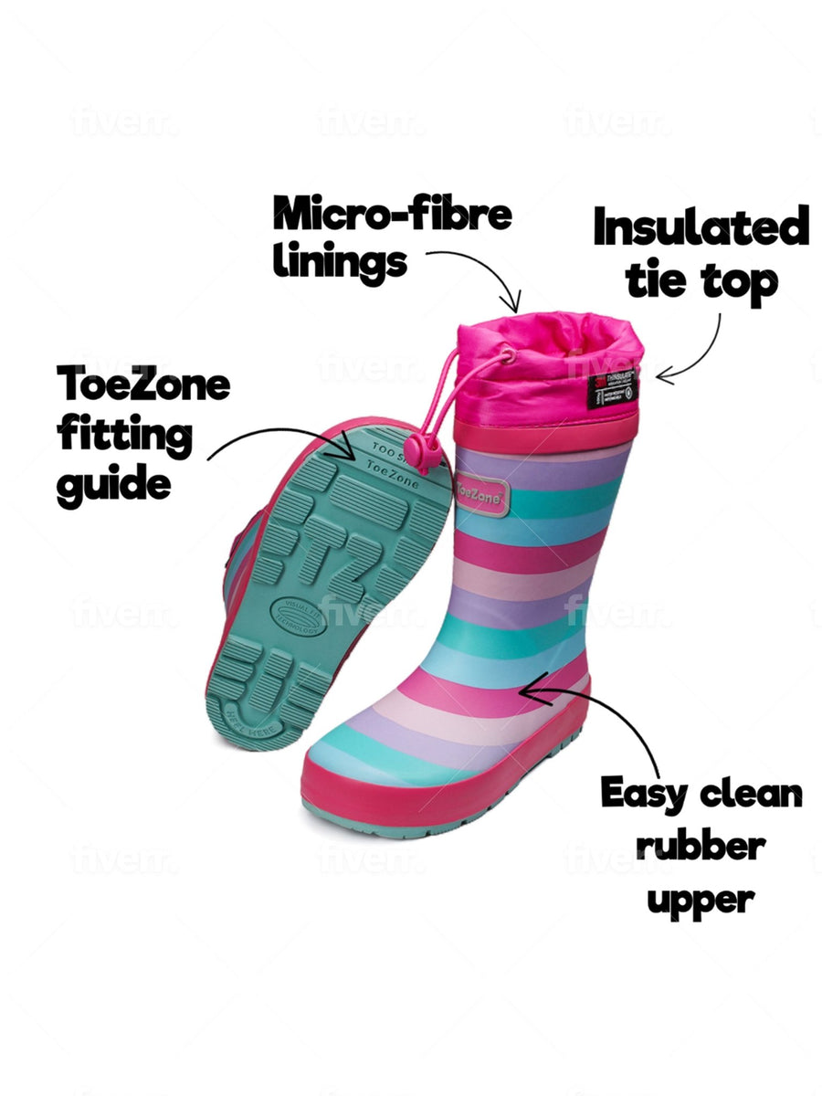 STRIPE Tie top wellies Wellies All Girls ToeZone Footwear